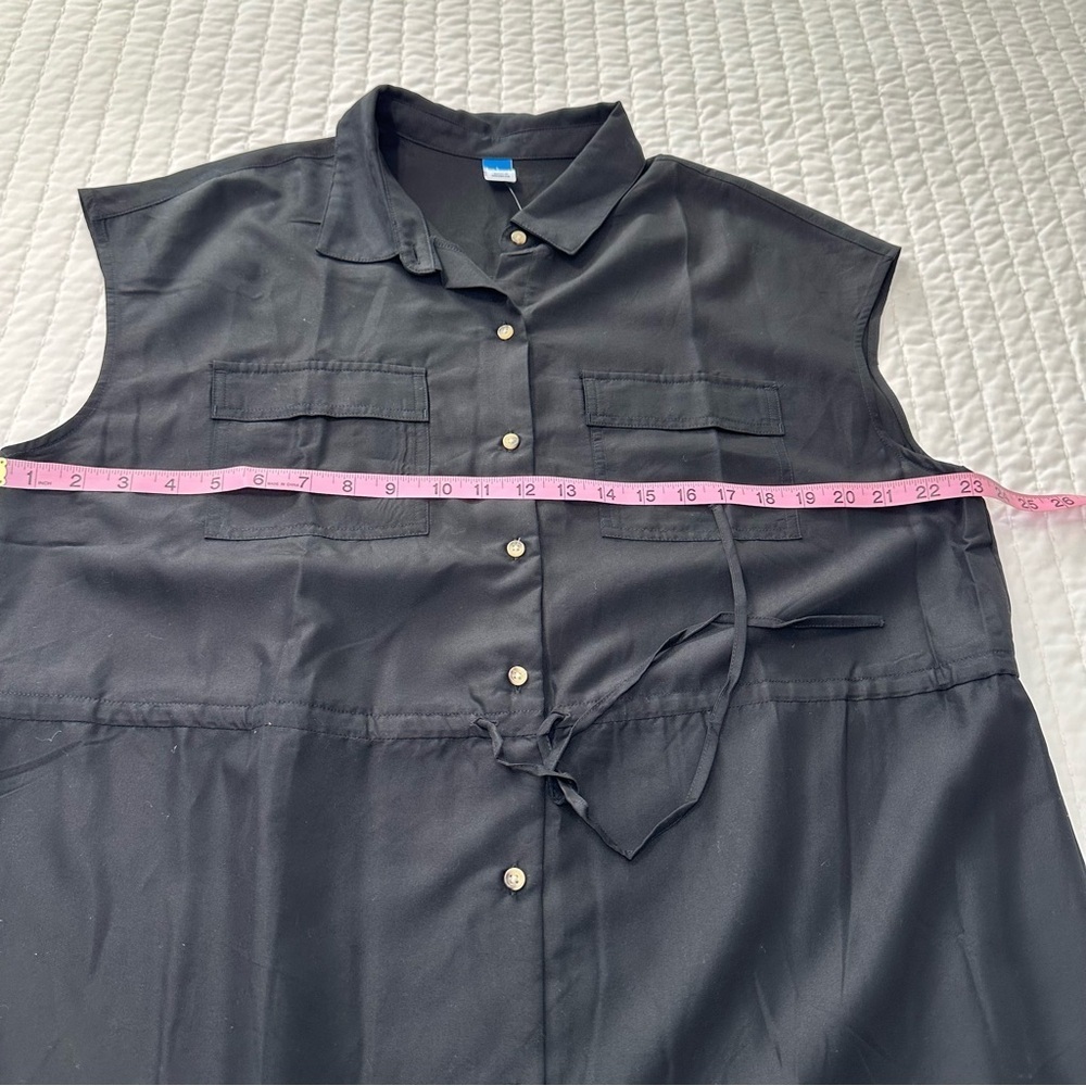 NWT Old Navy Sleevesless Utility Black Midi Dress with Buttons and Side sSlit - Picture 5 of 12